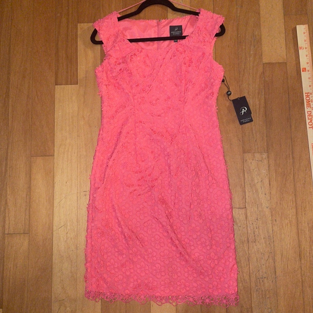 Adrianna Papell Eyelet Shift Dress Coral Sleeveless Size 6